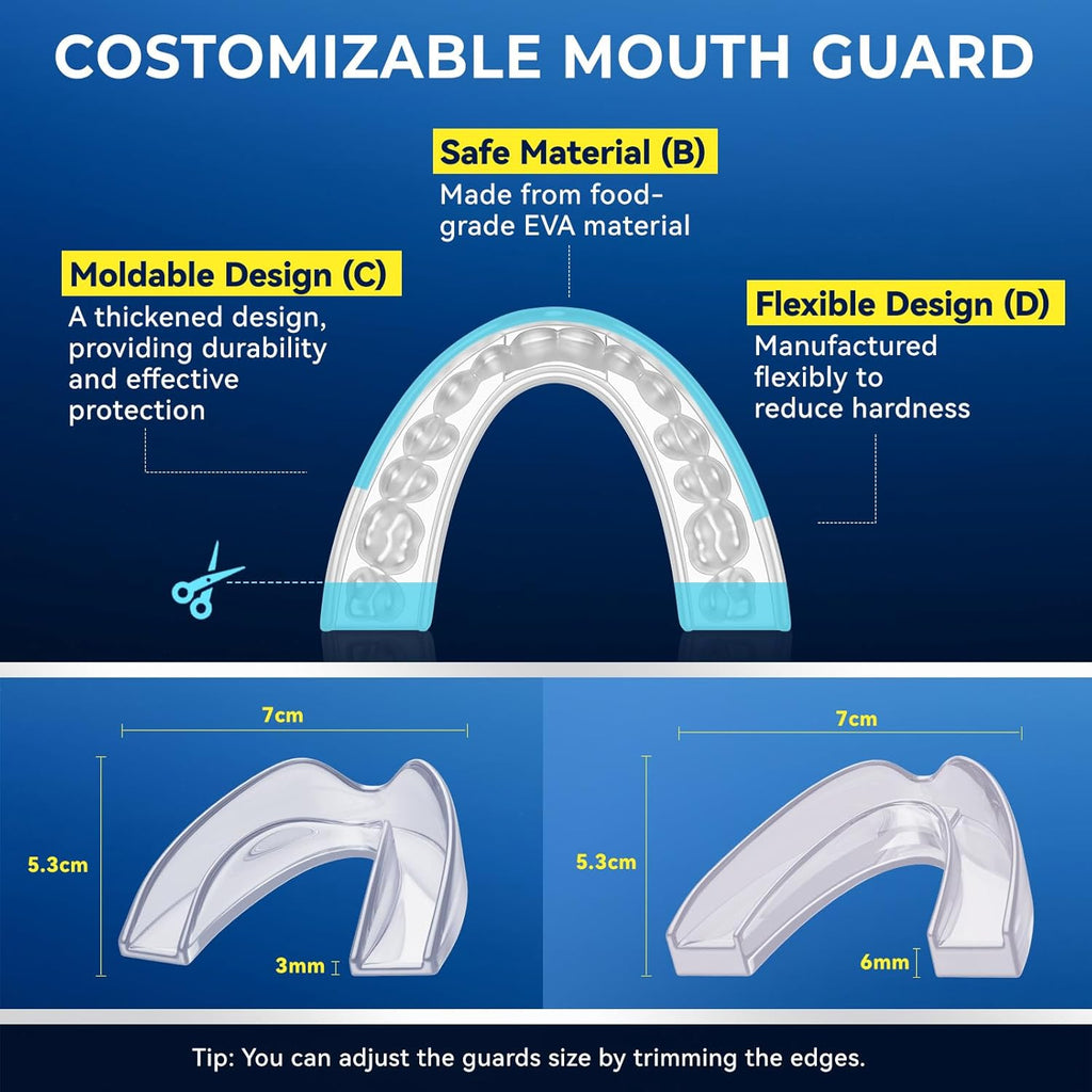 Mouth Guard for Grinding Teeth at Night: Moldable Dental Guard for Sleeping - Nighttime Protection for Teeth (8 Pack)